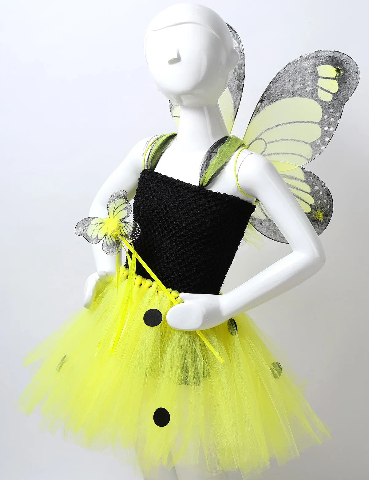 Платье пачка для девочек Vestido Infantil пышное Тюлевое платье с крыльями бабочки на