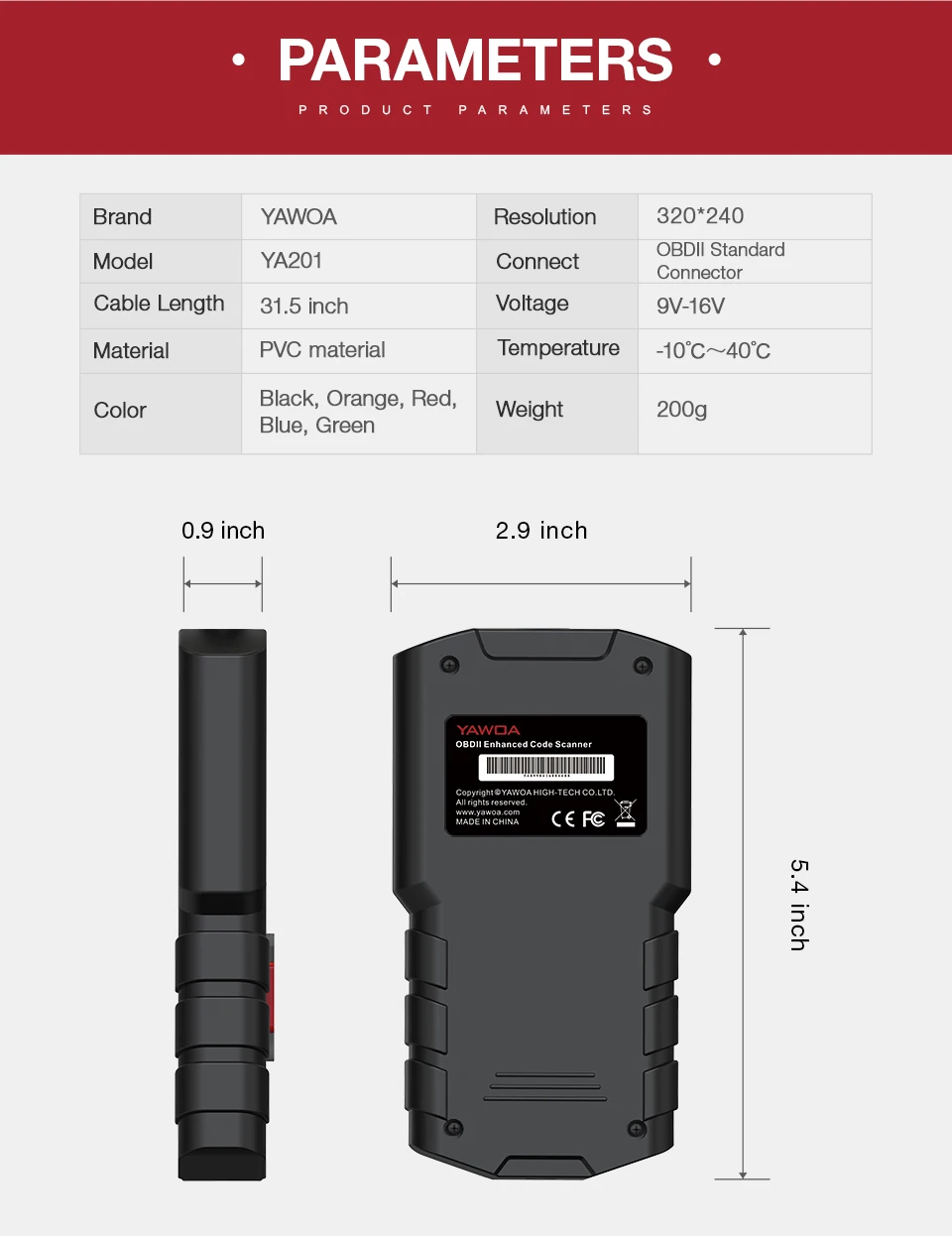 EDIAG YA201 OBD2 считыватель кодов OBD 2 YA201 автоматический считыватель обновления через USB Бесплатный пожизненный OBD II автомобильный диагностический инструмент PK CR3001 AL319
