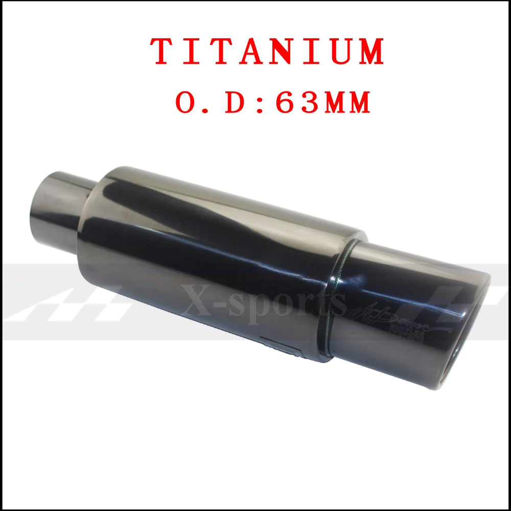 Titanium 63mm Выхлопные системы для автомобиля, мотоцикла, глушитель, выхлопная труба, высокое качество, универсальный интерфейс из нержавеющей стали 51 57 63 мм, овальные глушители - Цвет: Titanium 63mm