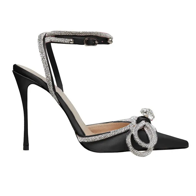 

Black PU Sandals Women Pointed Clear Crystal Cup High Heel Stilettos Sexy Pumps Summer Shoes Peep Toe Women Pumps Size 39
