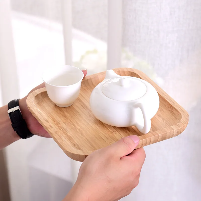 Bamboo tray bamboo tea Japanese rectangular snack round set fruit wooden trays | Дом и сад