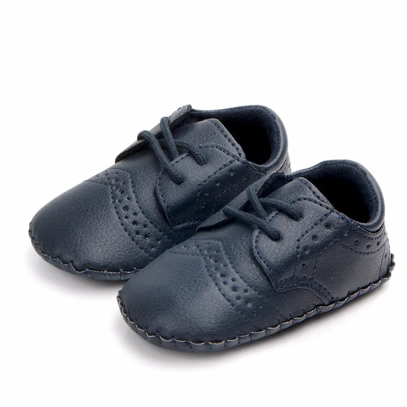 New Autumn Winter Baby Boys First Walkers Lace-Up PU Leather Newborn Shoes Antislip Infants Casual |