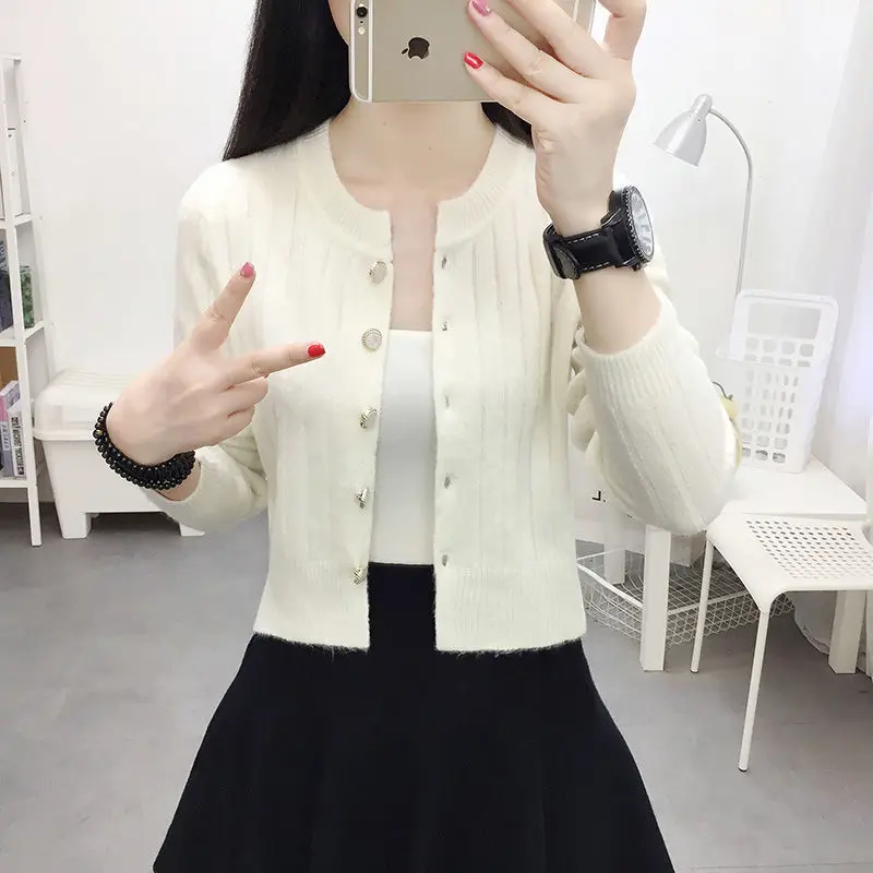 Женские свитера кардиган короткий осенне-зимний свитер Свободный Вязаный