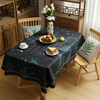 light luxury tablecloth black table cloth western restaurant chenille table cover coffee cloth thick printed tablecloth