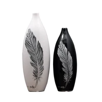 feather pattern vase home decoration ceramics black and white vase modern contemporary decorating