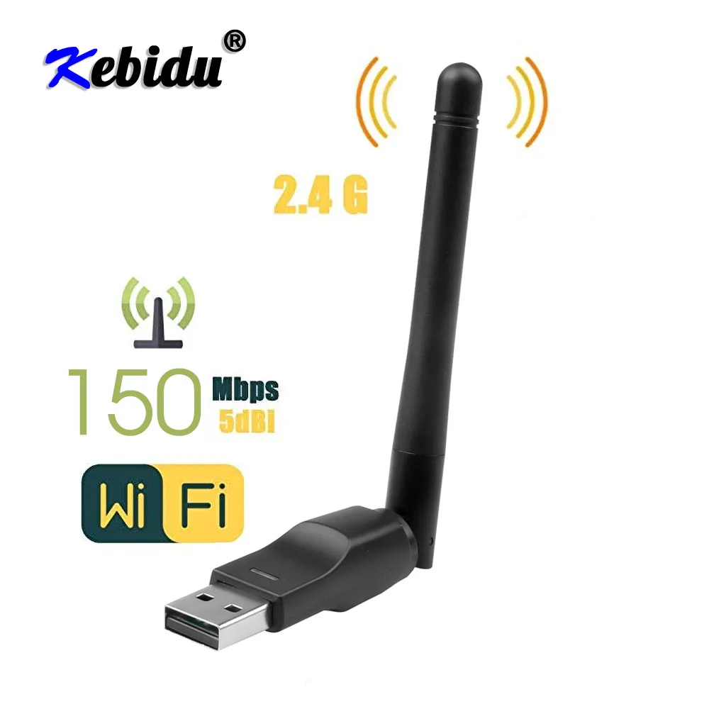

Kebidu-беспроводная карта, высокоскоростная антенна usb2.0, мини-ключ Wi-Fi 150 м, 802,11 b/g/n, адаптер локальной сети с вращающейся антенной