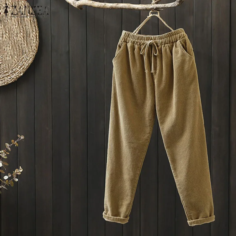 Женские вельветовые брюки-шаровары большого размера на весну/осень | Женская