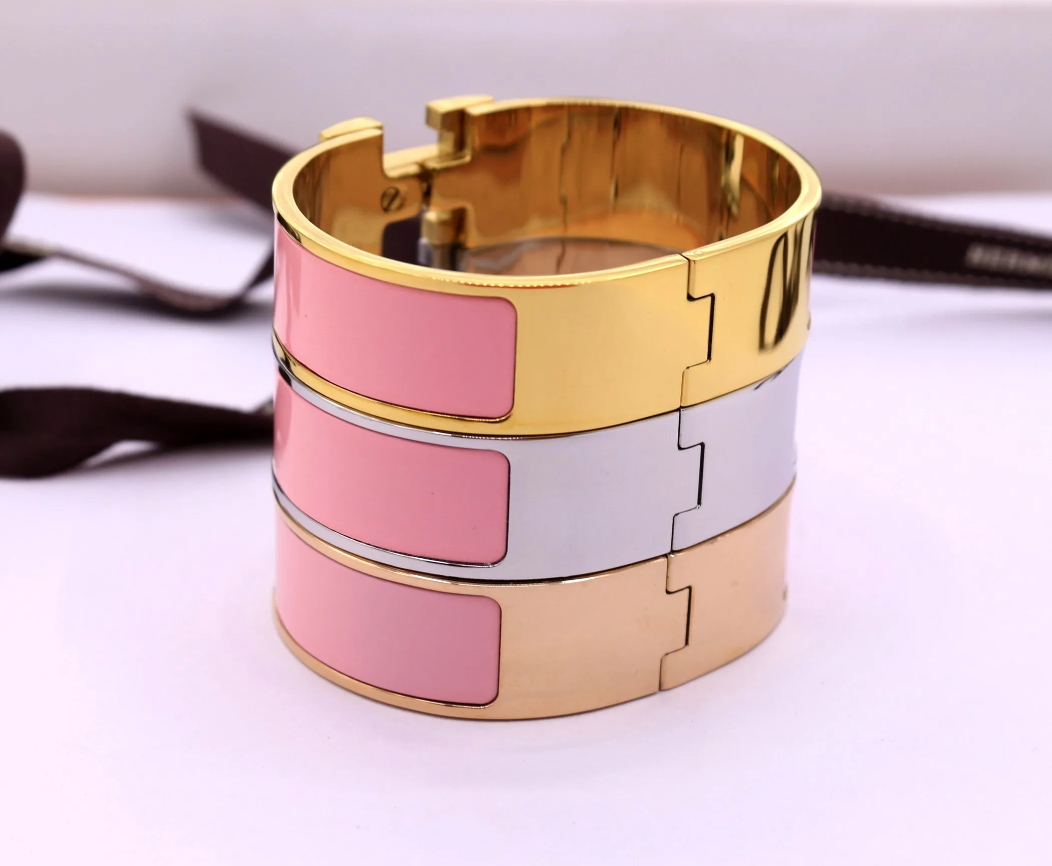 silver with pink 12 мм, 18 мм, 33 мм, горячая Распродажа, классические браслеты с цифрами и буквами H, мужские и женские браслеты с покрытием H - Окраска металла: silver with pink