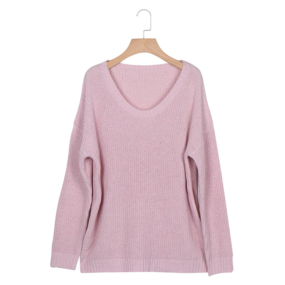 

Women Sexy V Neck Knitted Pullovers and Sweaters Casual Long Sleeved Solid Color Loose Jumper Sweater Plus Size Winter Clothes