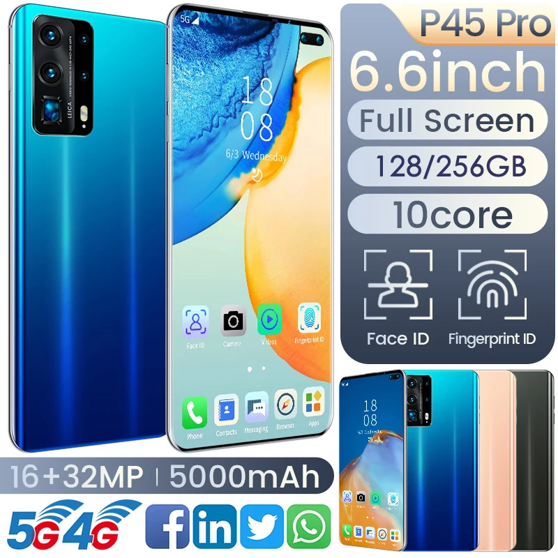 

Galxy 6.6 Inch Big Screen Galxy Smartphone 8-core 128/256 GB FullScreen Andriod Phone 5000mAh Fingerprint Cell Phone wholesale