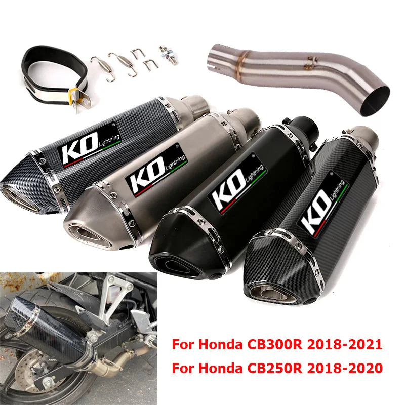 

Slip-on For Honda CBR300R 2018-2021 CB250R 2018-2020 Motorcycle Exhaust 51mm Muffler Tip Middle Link Tube Stainless Steel Pipe