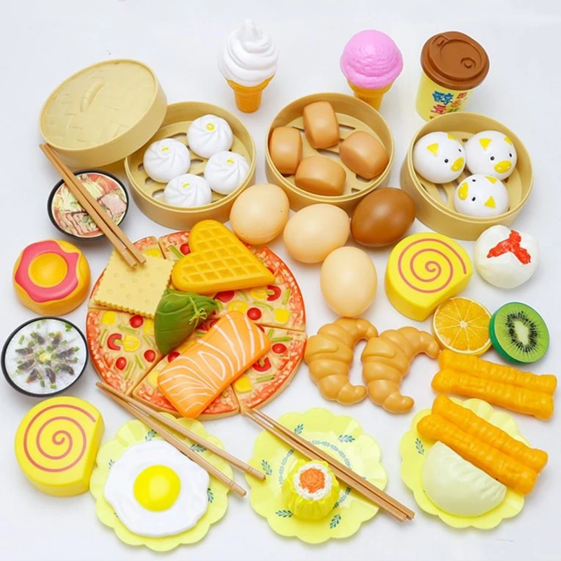 

New Safe Children Play House Toy Plastic Food Toy Cut Fruit Vegetable Kitchen Baby Kids Pretend Play Educational Toys 60pcs/set