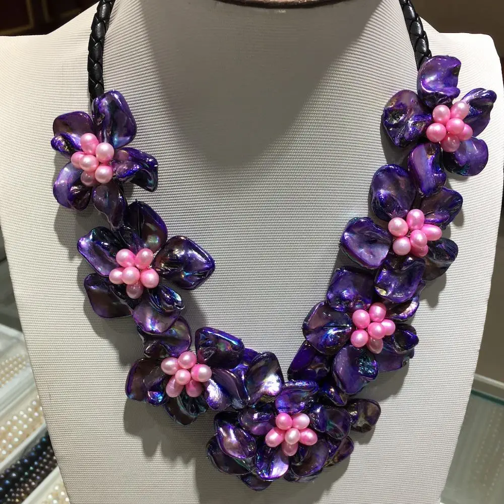 2019 роскошное розовое жемчужное раннее ожерелье в стиле панк с шваброй и цветами