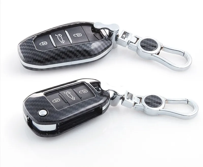3 кнопочный чехол для ключей автомобиля из углеродного волокна ABS Peugeot 3008 208 308 508 408