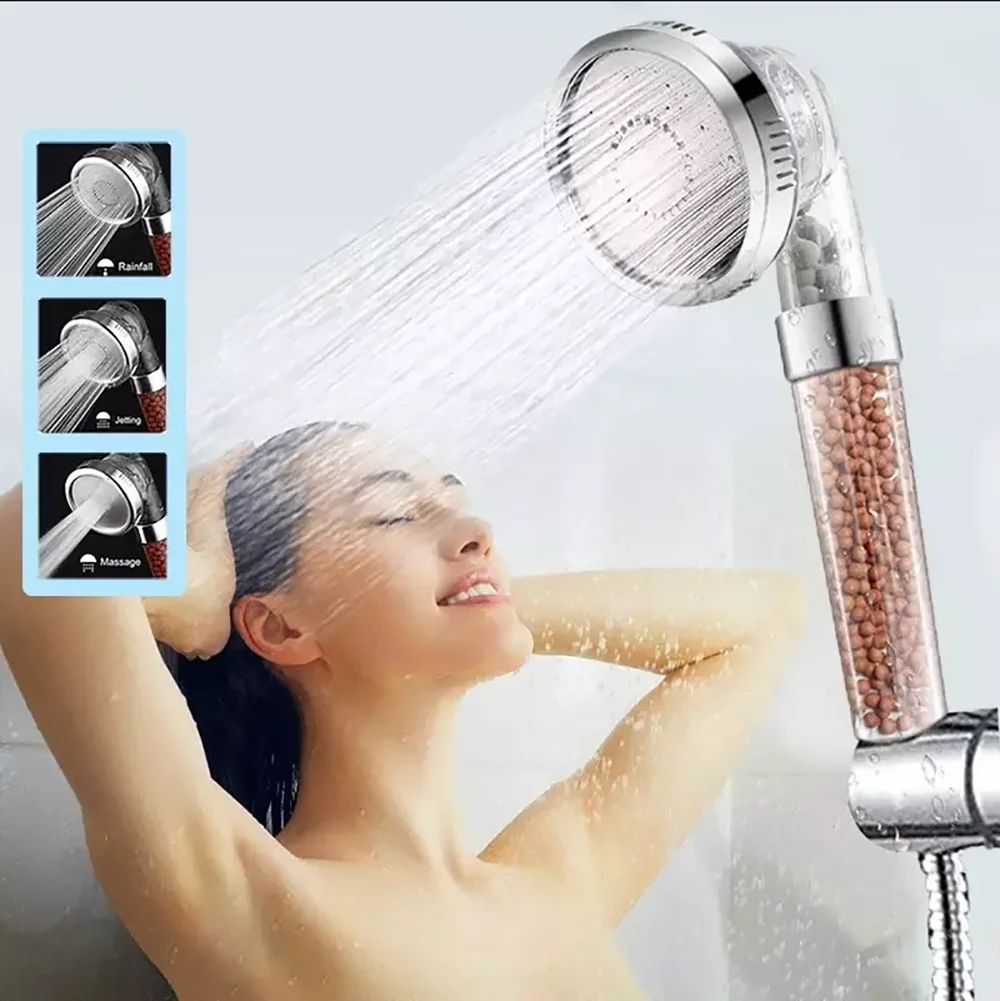 water saving 3 modes bath shower adjustable jetting shower head high pressure for shower head novelty shower filter for bathroom free global shipping