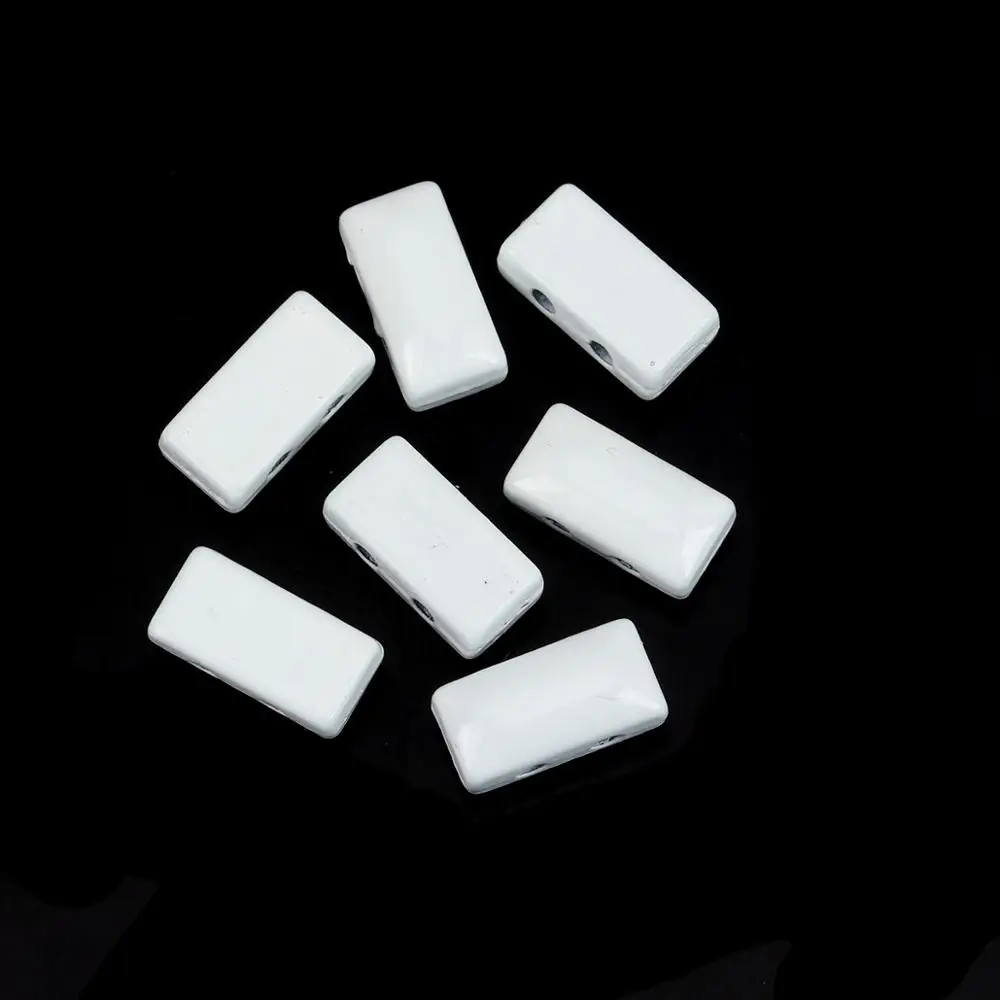 DoreenBeads Fashion Zinc Based Alloy Enamel Spacer Beads Two Holes Rectangle White Jewelry DIY Charms About 12mm x 6mm 10 PCs | Украшения и