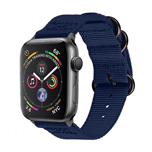 Лидер продаж нейлоновый ремешок для часов для Apple Watch Series 5 4 40 мм 44 мягкие спортивные нейлоновый браслет 38 мм/42 мм, ремешок для наручных часов iwatch 1/2/3 - Цвет ремешка: blue