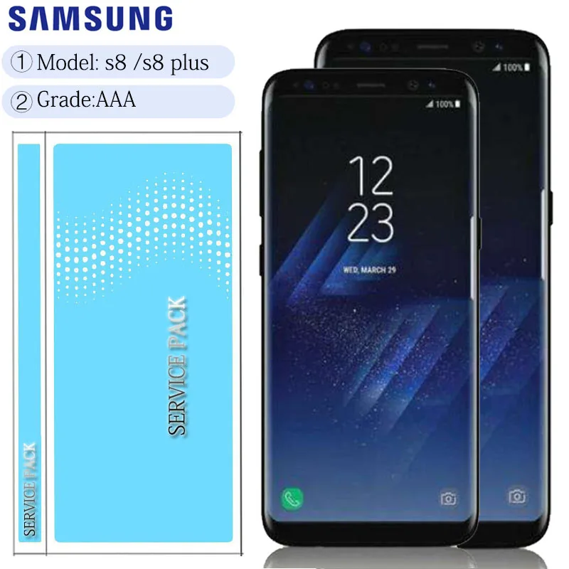 Супер AMOLED S8 ЖК-дисплей с рамкой для SAMSUNG Galaxy S8 G950 G950F дисплей S8 Plus G955 G955F сенсорный экран дигитайзер