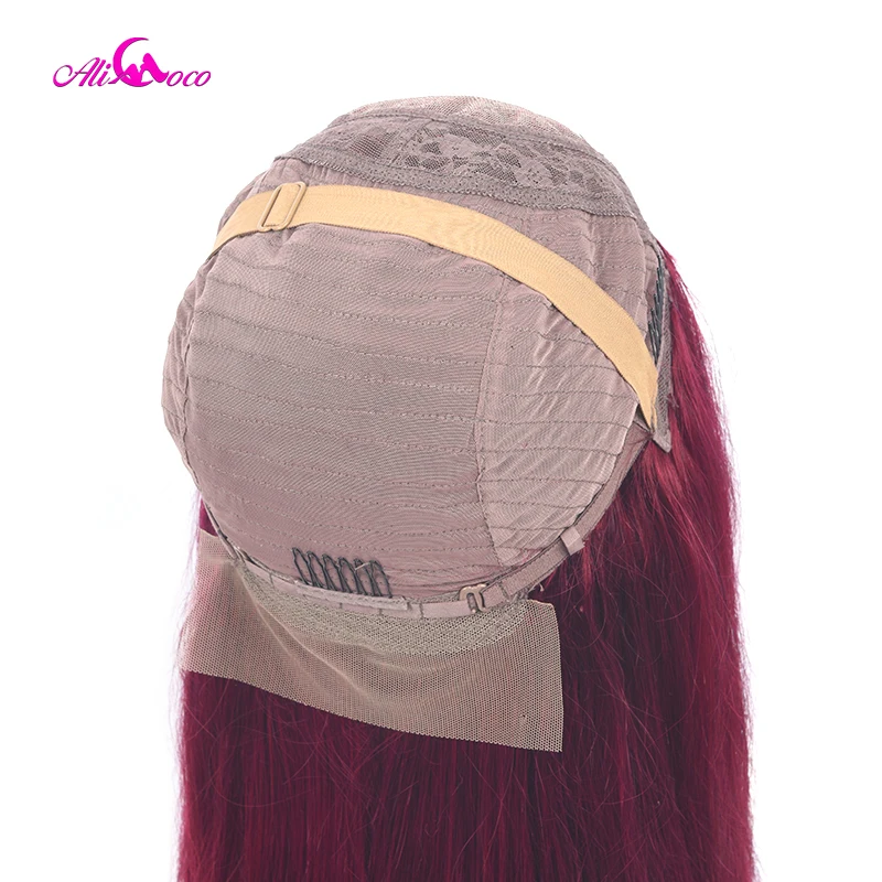 

Ali Coco Hair Wig 99J Straight 4x4 Lace Front Human Hair Wigs For Black Women Brazilian 4x4 Closure Wigs 150% 180% Pre Plucked