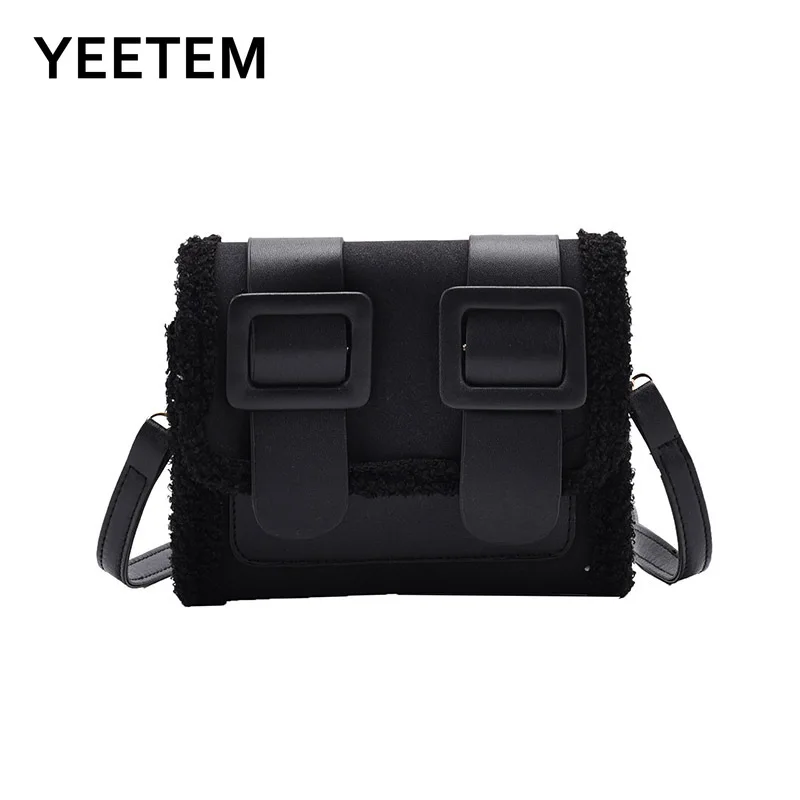 

Messenger Bag Shoulder Mini Women's Bag Korean Casual Bag Winter New Fashion Messenger Bag Small Square Bag Lamb Wool Satchels