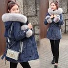 Женская утепленная джинсовая куртка, Повседневная Свободная теплая куртка с капюшоном, верхняя одежда из денима в Корейском стиле, 2021