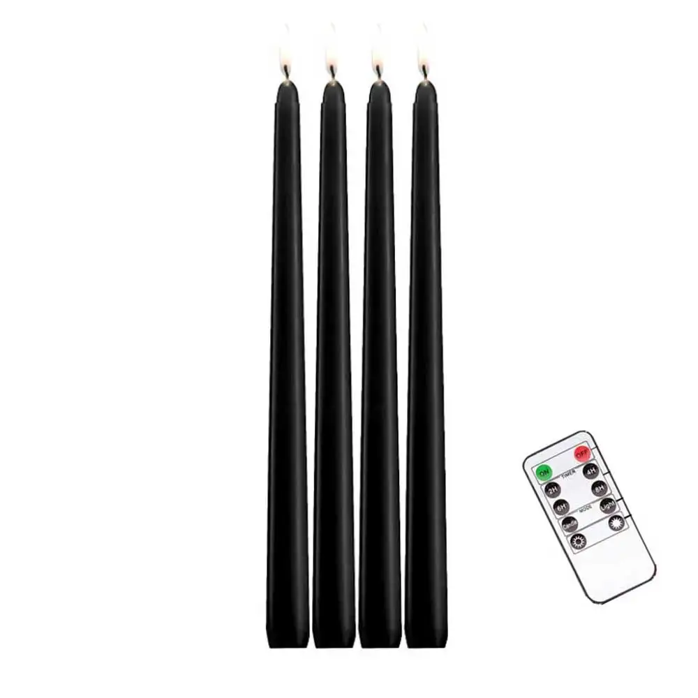 

Pack of 4 or 8 Remote Or Not Remote Black Yellow Light Battery Taper Candles,Flameless LED Taper Candles For Hallowen Terror