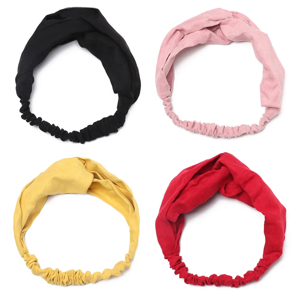 Эластичный узлом спортивная повязка на голову модные замшевые Нескользящие
