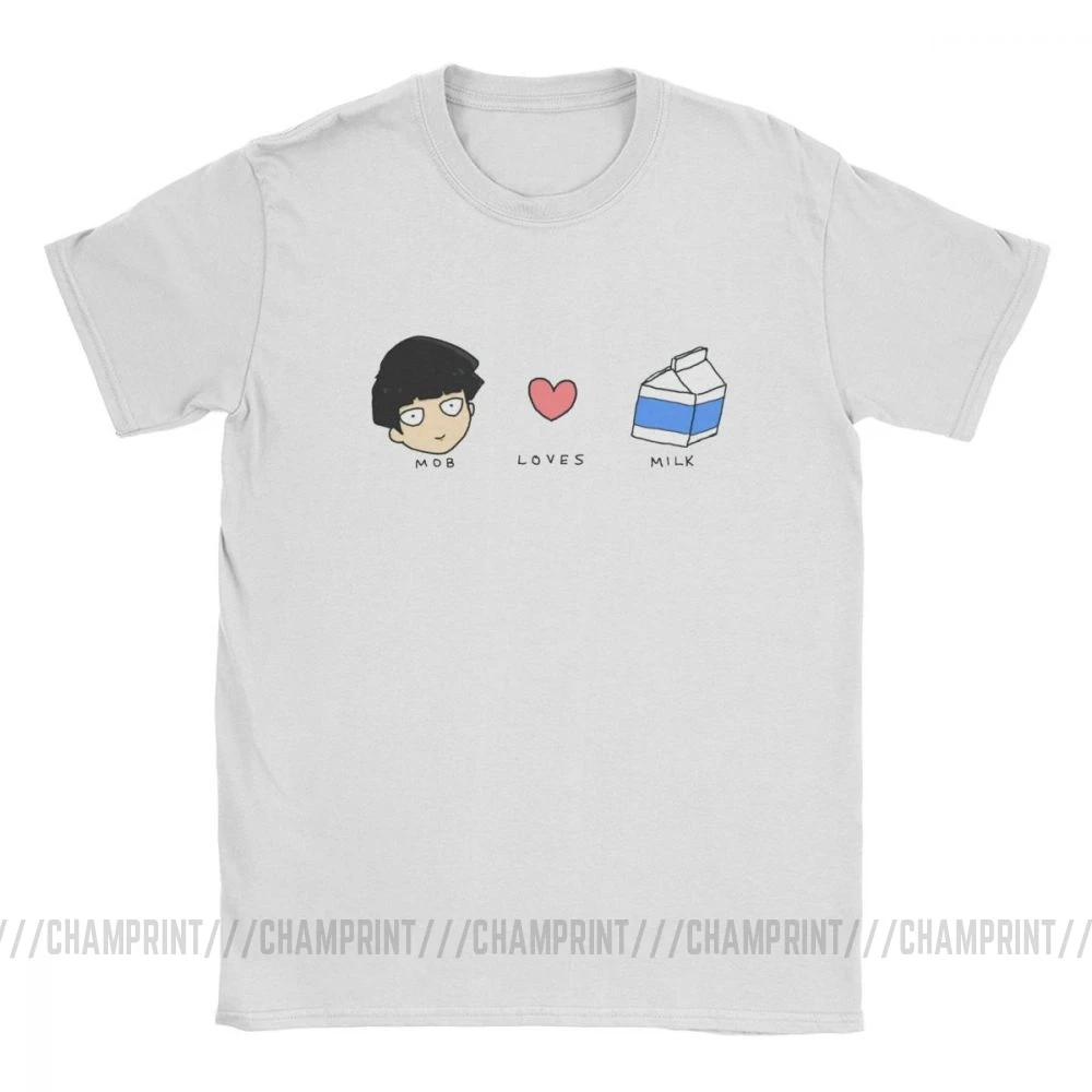 Mob Loves Milk Mob Psycho 100 футболки мужские хлопковые новые футболки с круглым вырезом футболка с коротким рукавом Одежда с принтом
