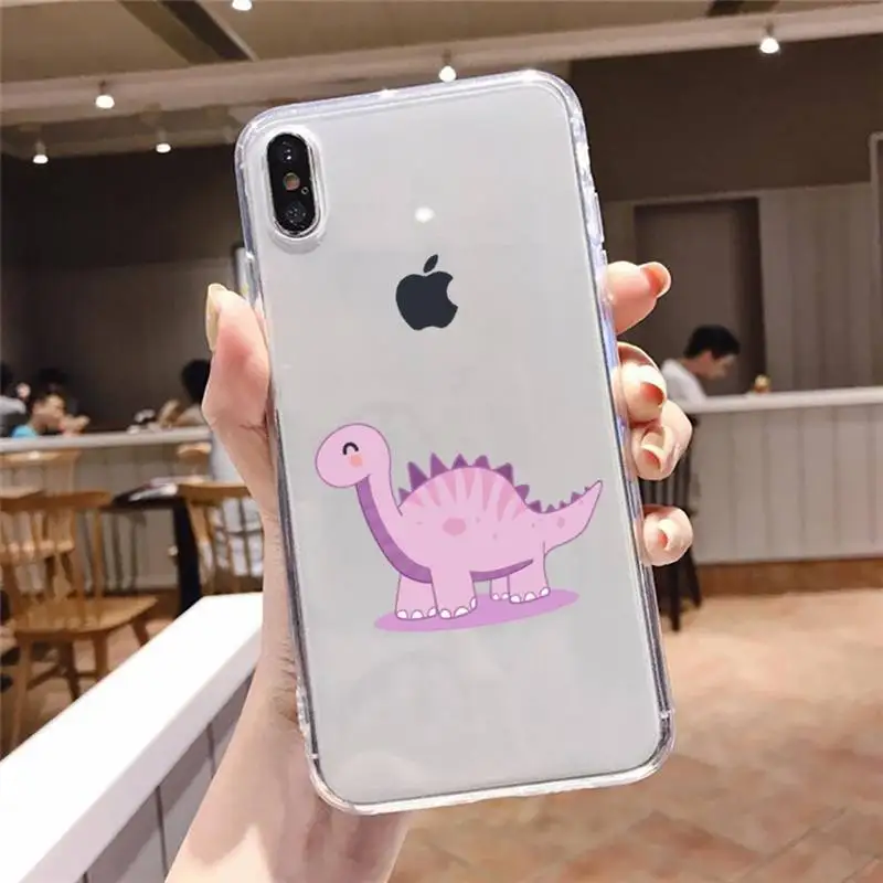 

Cute Dinosaur Baby Fashion Phone Case Transparent soft For iphone 5 5s 5c se 6 6s 7 8 11 12 plus mini x xs xr pro max