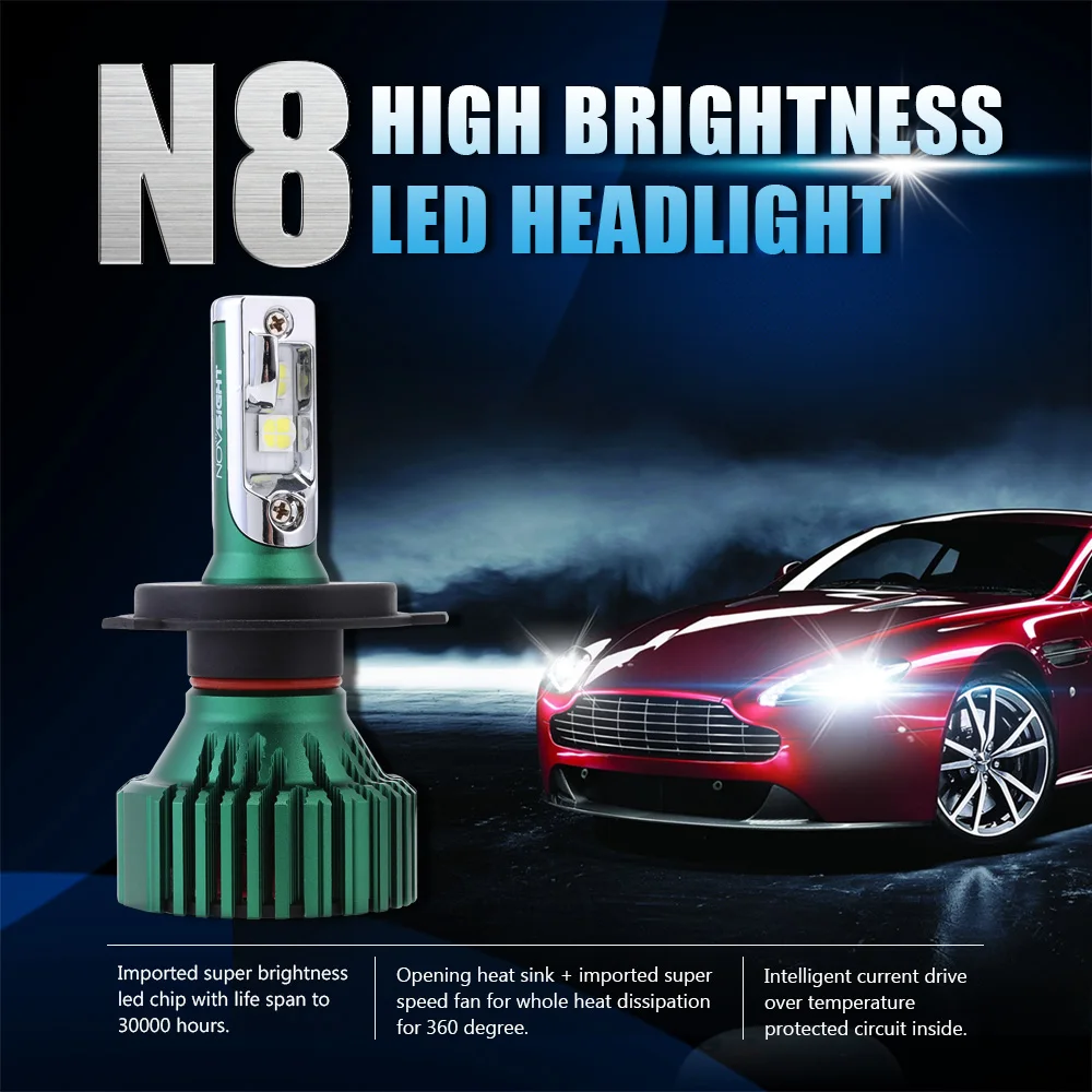 NOVSIGHT H4 светодиодный автомобильный головной светильник H7 H11 s 60 Вт 16000LM H8 H9 9005 9006 для