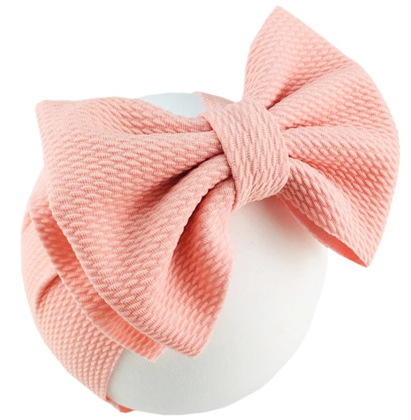 

12Pcs/Lot,Large Waffle Fabric Hair Bow Baby Headbands For Girls Elastic Turban HeadWraps Baby Top Knot Hair Accessories