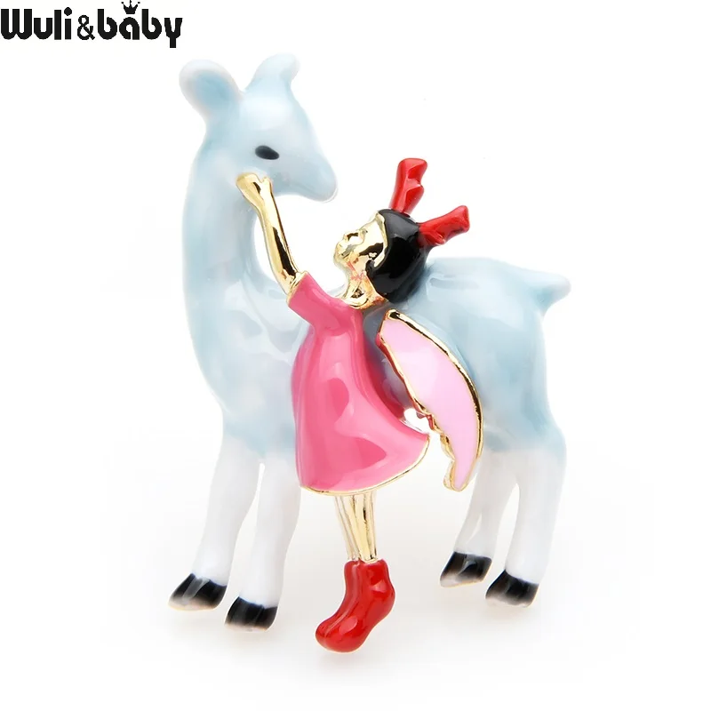 blue Wuli& baby, 3 цвета, эмалированные броши для девочек и оленей, лося, для женщин, сплав, животное, брошь для банкета, булавки, подарки на год - Окраска металла: blue