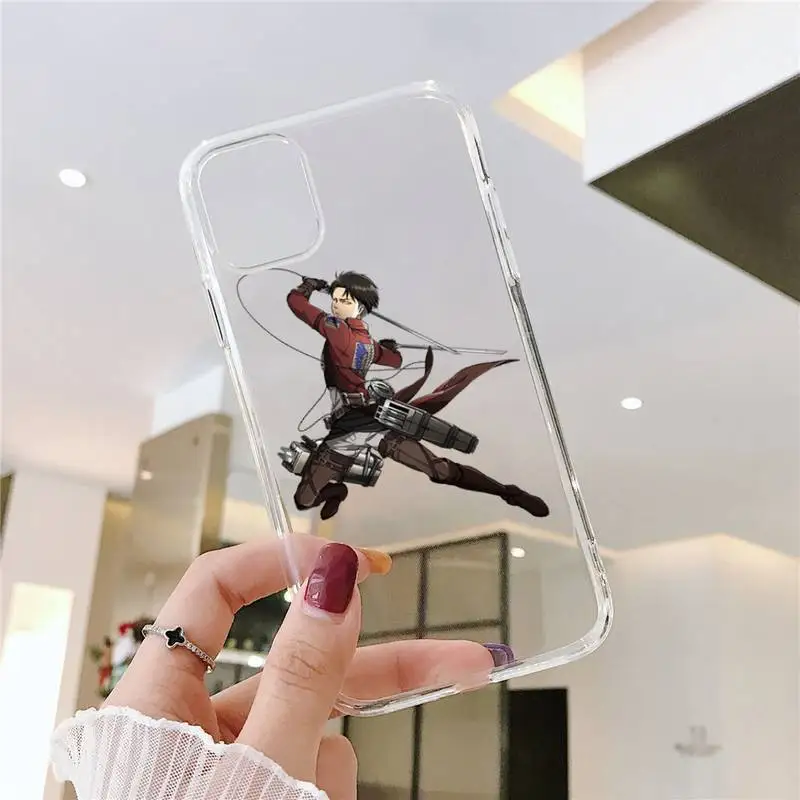 

attack on titan Phone Case Transparent for iPhone 6 7 8 11 12 s mini pro X XS XR MAX Plus SE mobile bags