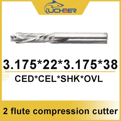 3.175d-22l UCHEER 2 флейты 3,175/4/5/6/8 мм сжатия фреза ЧПУ Инструмент для обработки МДФ зажим доска для деревообработки - Длина режущей кромки: 3.175d-22l