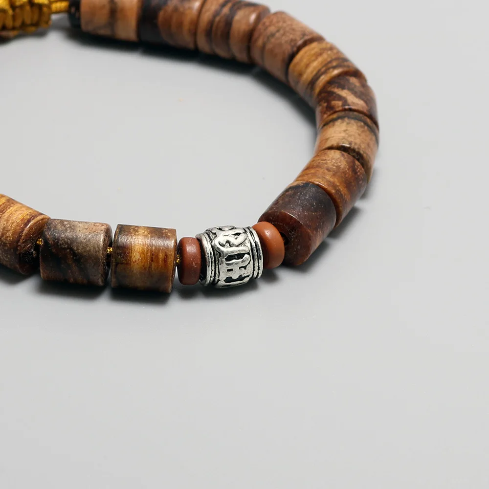 Натуральные деревянные бусины Sanders браслет для мужчин и женщин регулируемая