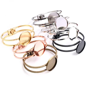 Высокое качество 20 мм посеребренный родиевый бронзовый браслет базовый браслет пустые результаты лоток Безель Настройка Кабошон Камея