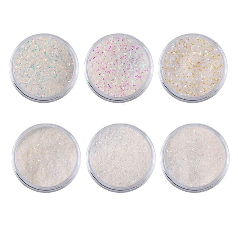 6 шт./компл. Единорог Аврора Белые Блестки Дизайн ногтей блестящая пудра Русалка