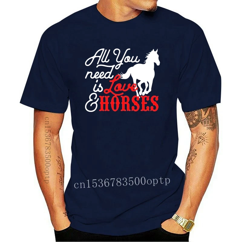 

New All You Need Is Love And Horses Women'S Roll Cuff T-Shirt Horse Riding Barrel R Funny Design Tee Shirt