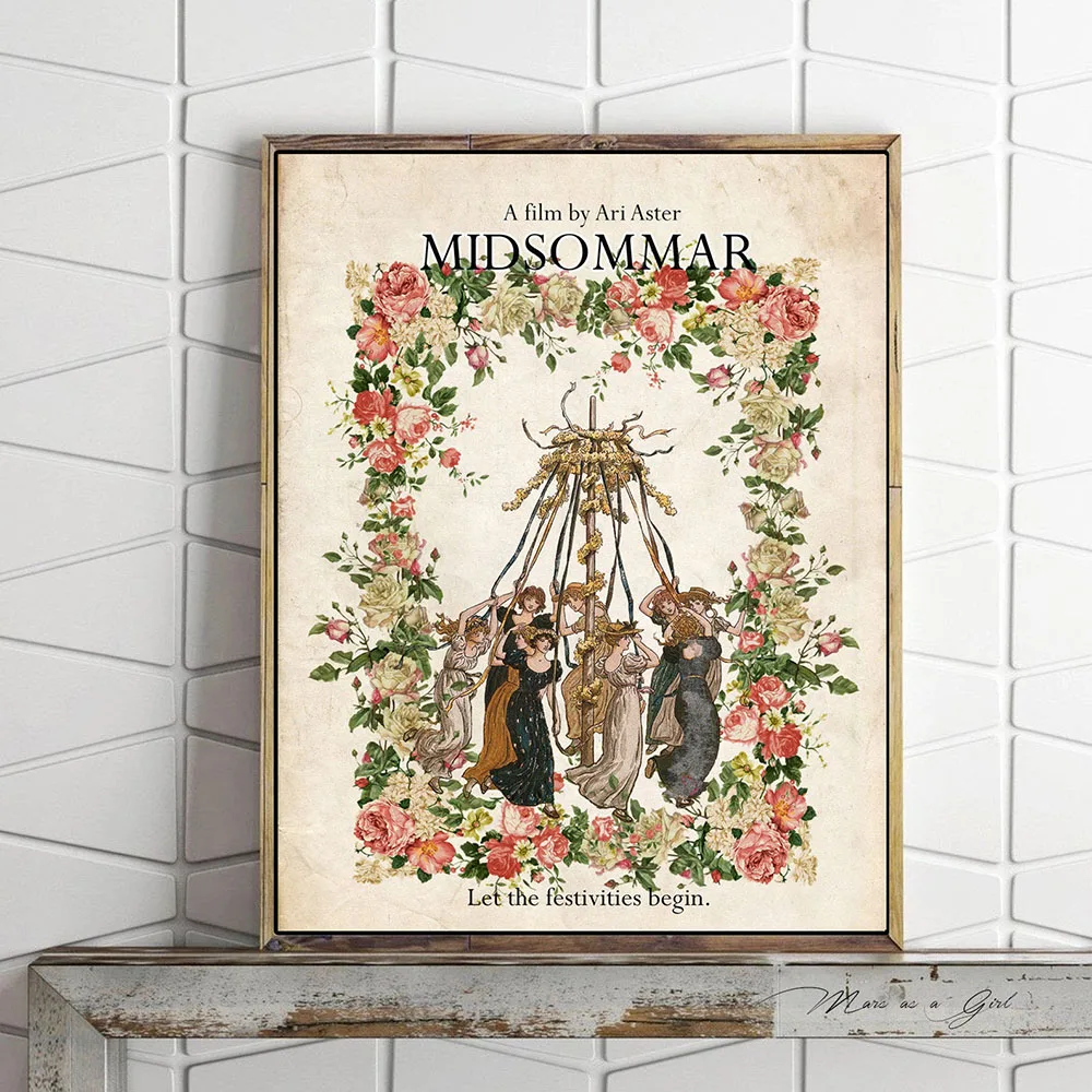 

Midsommar Canvas Painting Nordic Vintage Wall Art Posters and Prints for Living Room Interior Decoration Frameless