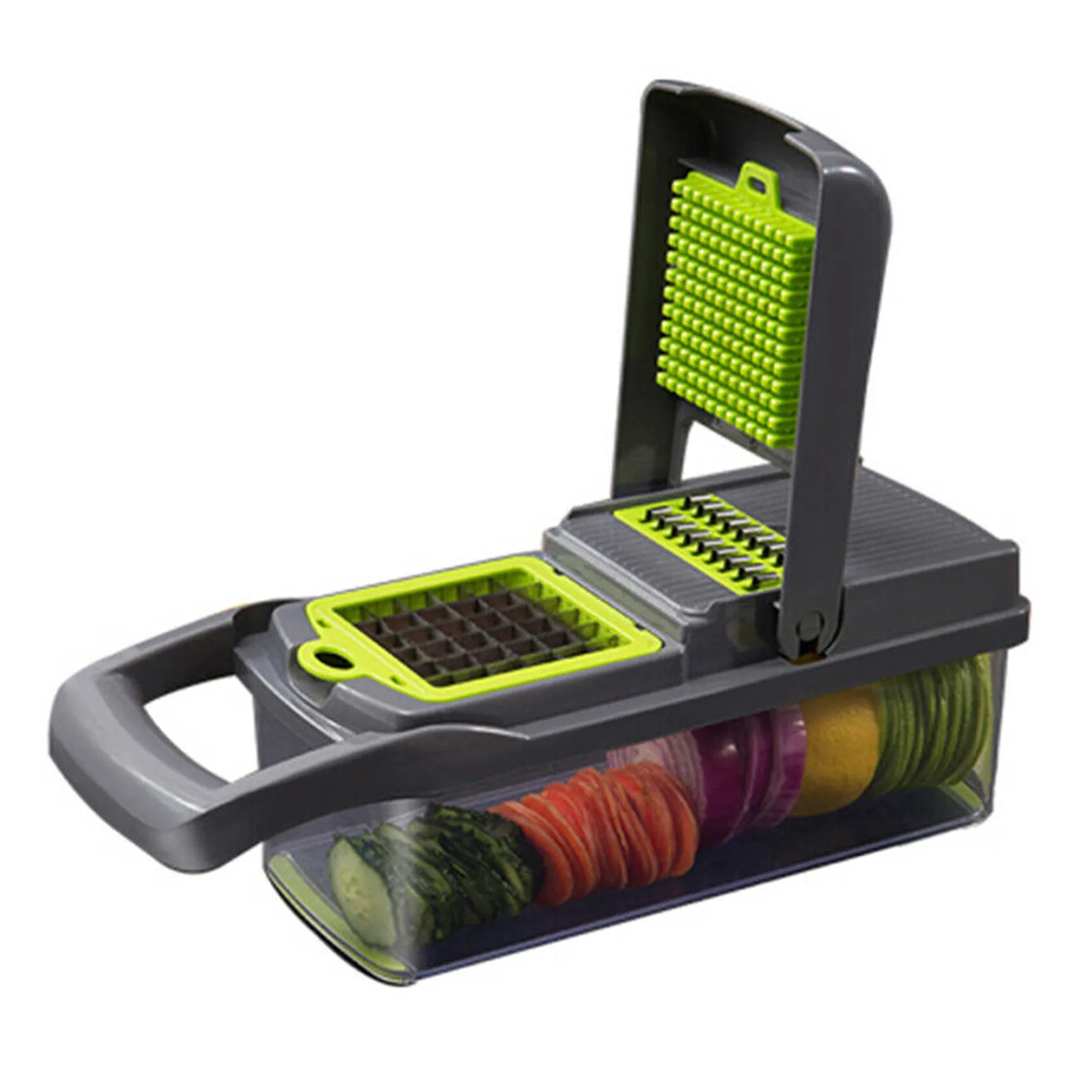 

Food Chopper Vegetable Fruit Cheese Onion Chopper Slicer Dicer Cutter Grater 12 in 1 Veggie Chopper HANW88
