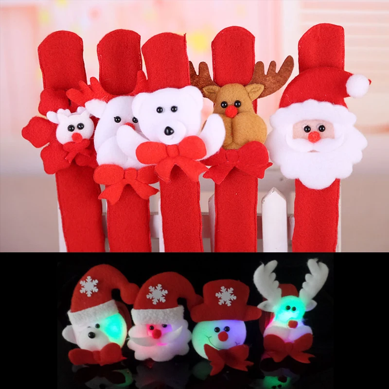 Рождественский похлопывающий круг браслет часы подарок для детей Санта Клаус