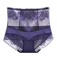 high waist lace womens panties stitching silk comfortable transparent underwear high waist abdomen in girl briefs
