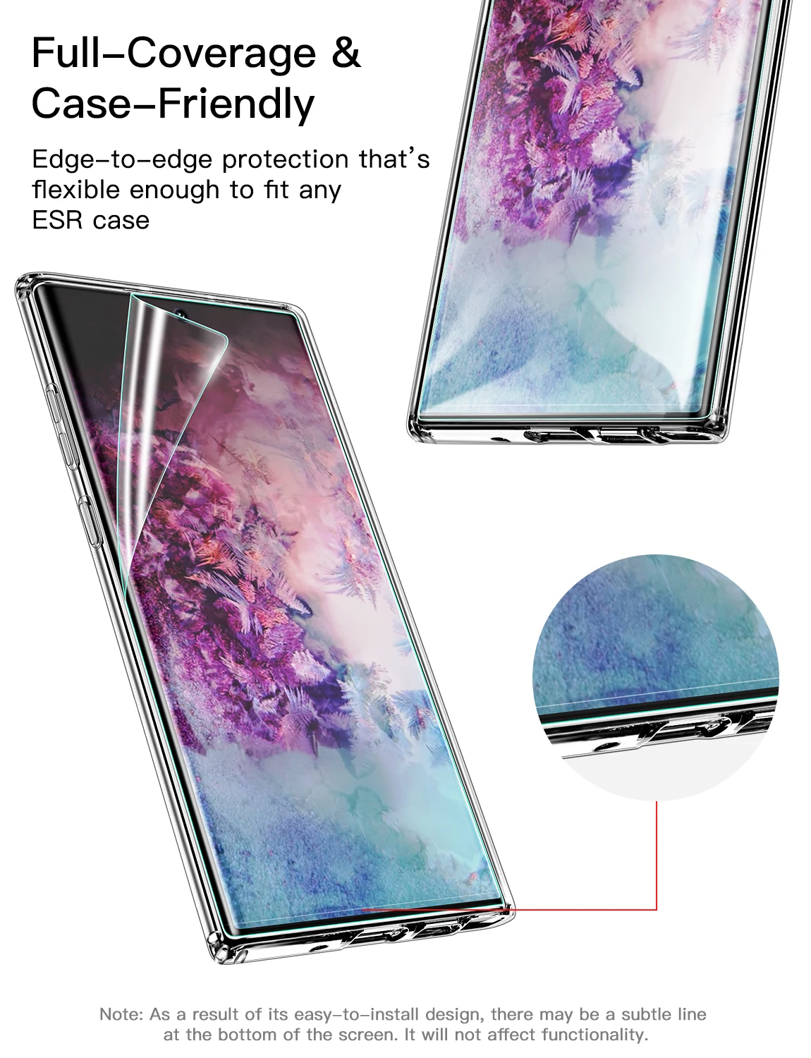 Защитная пленка ESR для Samsung Galaxy Note 10 Plus Lite + 3D полное покрытие мягкая прозрачная из