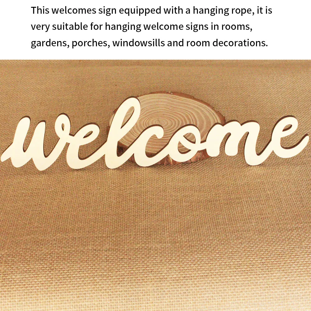 

Wooden Welcome Sign Decorative Front Door Plaque Store Entrance Outdoor Garden Doorway Wall Mount Hanging Signs Sweet Decor 5PCS