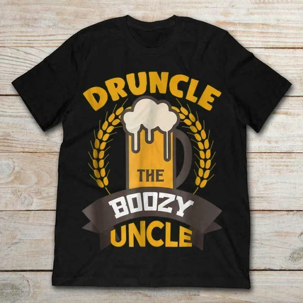 

Druncle The Boozy Uncle Beer Black T-shirt Men Cotton