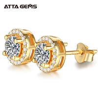 attagems 1 carat d color moissatine stud earrings for women 18k gold color 100 925 sterling silver wedding party fine jewelry