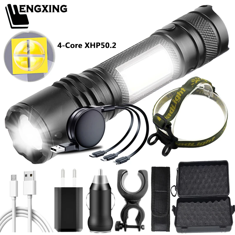 

Power Bank Torch Head Lamp Hard Bike Light Litwod 4 Core XHP50.2 Led Flashlight Built in 18650 Usb Rechargeable Battery Zoomable