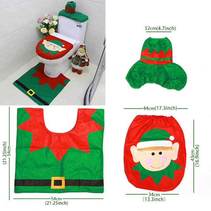 Toilet Cover set 4 Санта-Клаус, занавеска для ванной комнаты, сиденье для унитаза, рождественские украшения для дома, Navidad, рождественские подарки, новогодние коврики - Цвет: Toilet Cover set 4