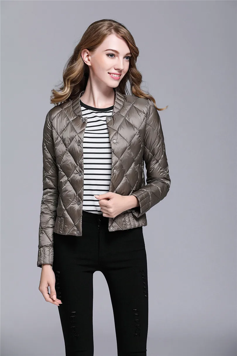 Женские Белые куртки-пуховики на утином пуху Осень-зима плюс Размер 3XL короткое