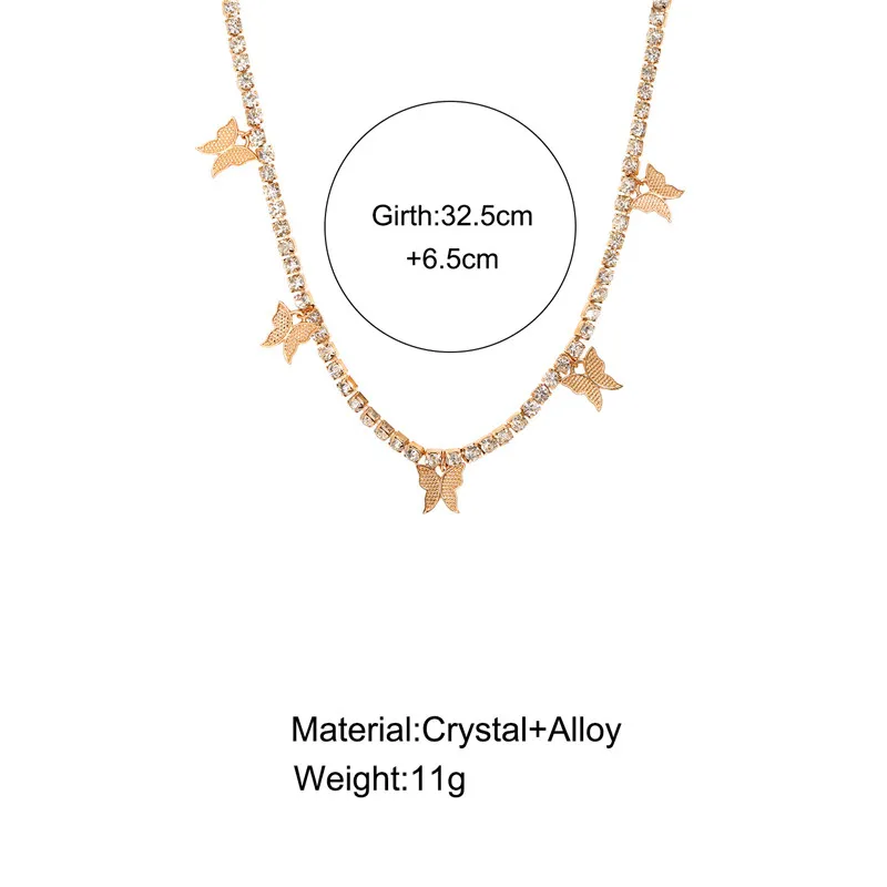 

2020 New Gold Color Animal Butterfly Pendant Necklace Female Shiny Crystal Clavicle Chains Fashion New Design Jewelry Party Gift
